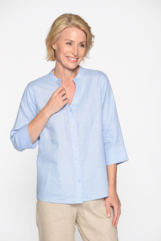 CLARINA V-Bluse, 3/4 Arm, uni