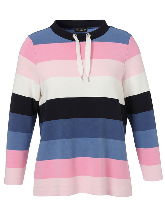 VIA APPIA Sweatshirt Stehkragen 1/1 Arm Ringel 54