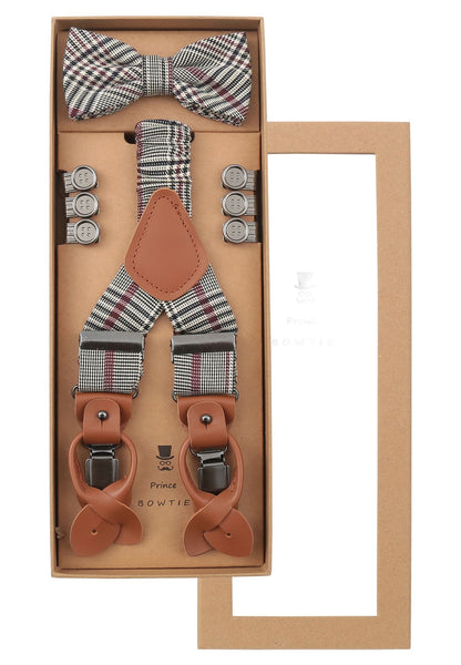 PRINCE BOWTIE Set Hosenträger+Fliege Karo Default Title