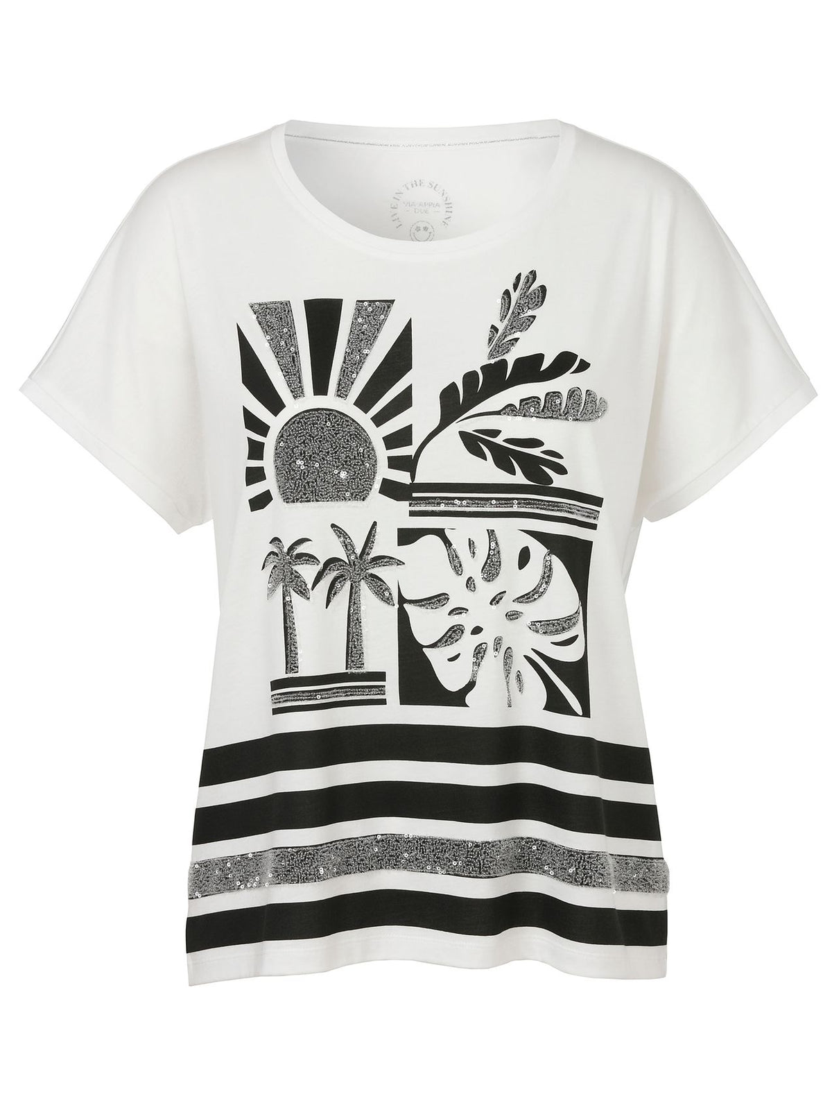 T-Shirt Rundhals 1/2 Arm Motiv Pailletten