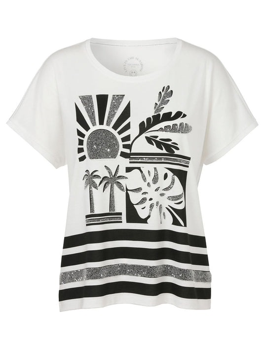 T-Shirt Rundhals 1/2 Arm Motiv Pailletten