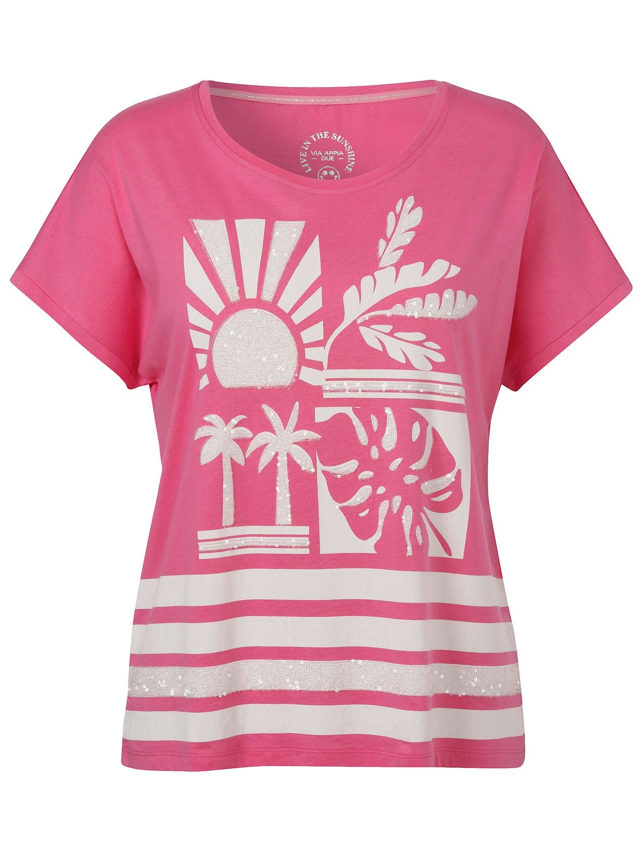 VIA APPIA T-Shirt Rundhals 1/2 Arm Motiv Pailletten