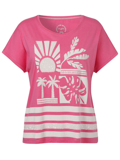 VIA APPIA T-Shirt Rundhals 1/2 Arm Motiv Pailletten