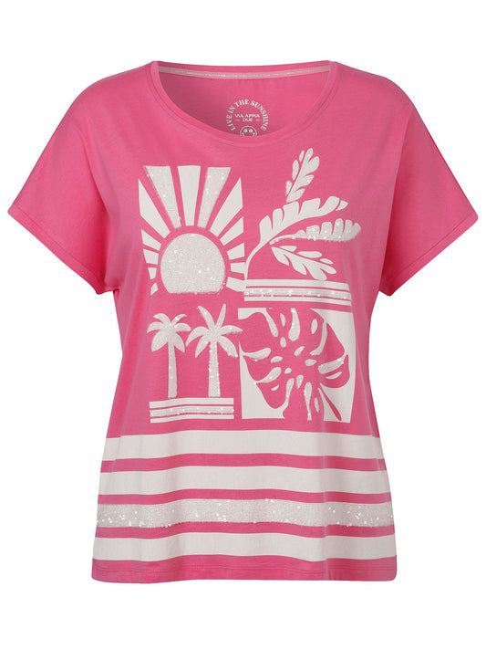 VIA APPIA T-Shirt Rundhals 1/2 Arm Motiv Pailletten