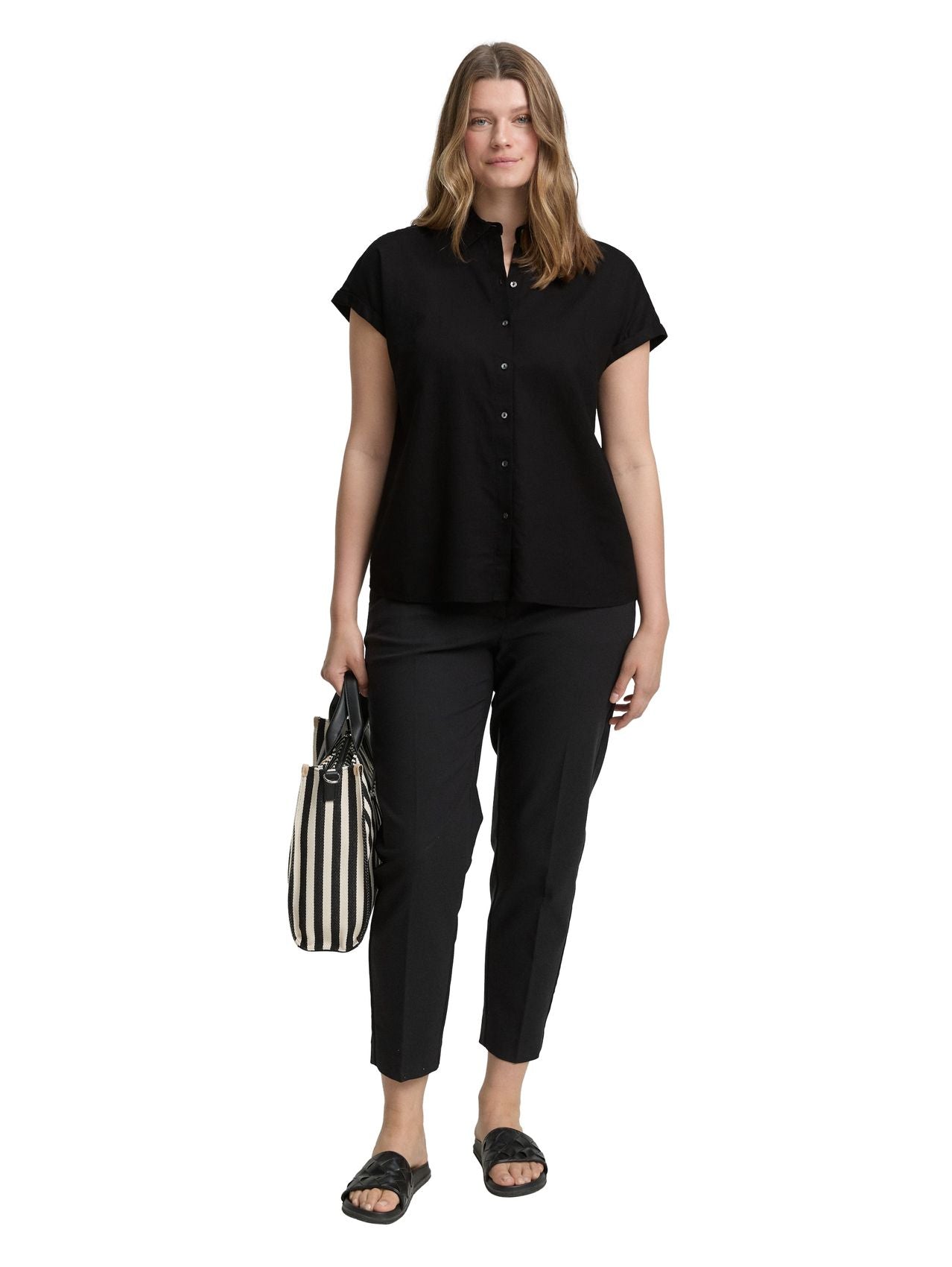 TOM TAILOR Plus Size - Loose Fit Bluse mit Leinenanteil