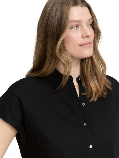 TOM TAILOR Plus Size - Loose Fit Bluse mit Leinenanteil