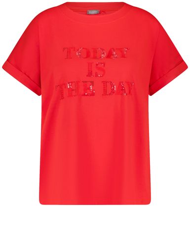 SAMOON T-Shirt mit appliziertem Wording 48