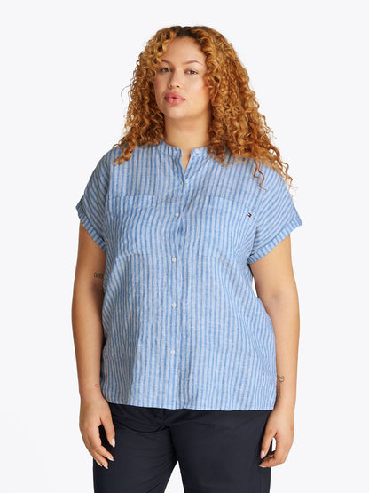TOMMY HILFIGER CRV ESS LI COLLARLESS S/S BLOUSE 46