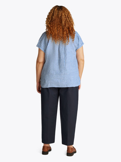 TOMMY HILFIGER CRV ESS LI COLLARLESS S/S BLOUSE