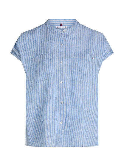 TOMMY HILFIGER CRV ESS LI COLLARLESS S/S BLOUSE