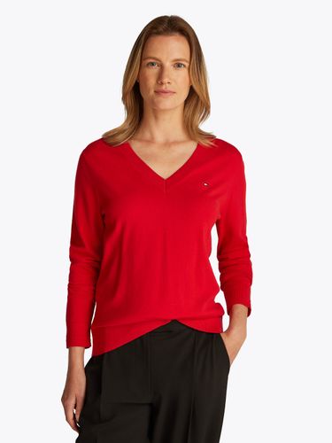 TOMMY HILFIGER CO JERSEY STITCH LS V-NK SWEATER S