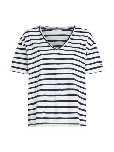 TOMMY HILFIGER MODERN CO LINEN V-NK SS