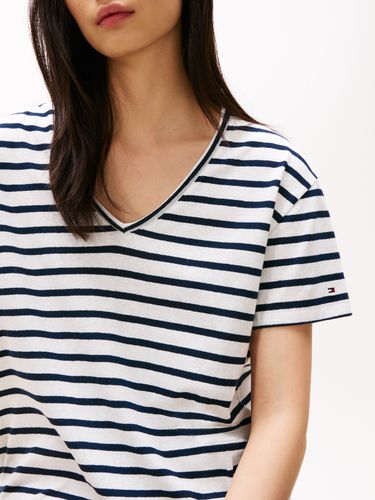 TOMMY HILFIGER MODERN CO LINEN V-NK SS