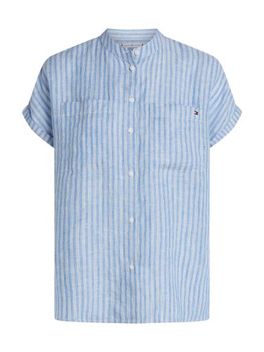 TOMMY HILFIGER ESS LINEN COLLARLESS S/S BLOUSE 40