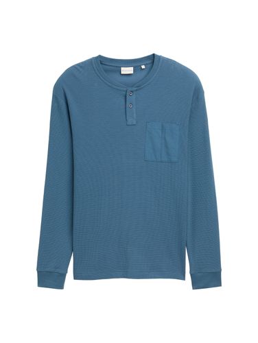 TOM TAILOR Ripp Henley Langarmshirt mit Brusttasche M