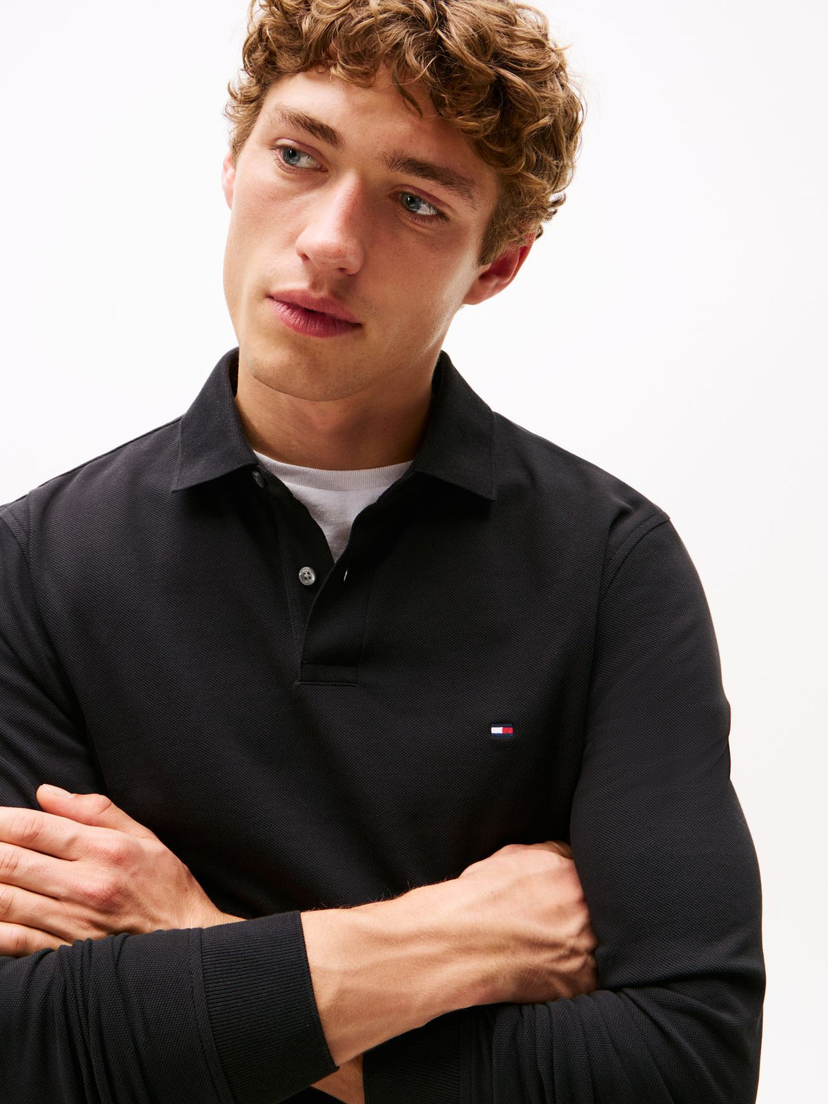TOMMY HILFIGER Langarm-Poloshirt aus Stretch-Piqué