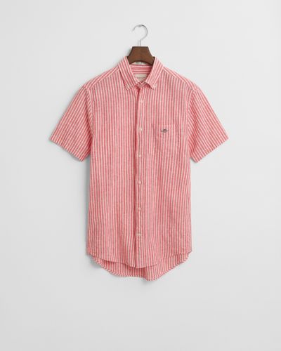 GANT Regular Fit Baumwoll Leinen Kurzarmhemd mit Streifen