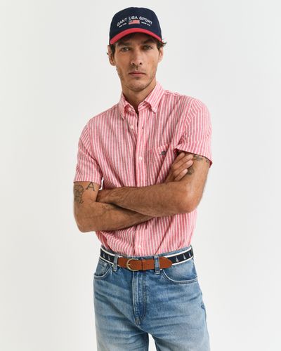 GANT Regular Fit Baumwoll Leinen Kurzarmhemd mit Streifen
