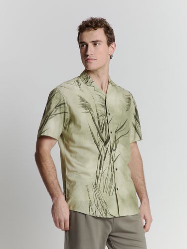 NO EXCESS Shirt Short Sleeve Revers Collar Allover Printed L