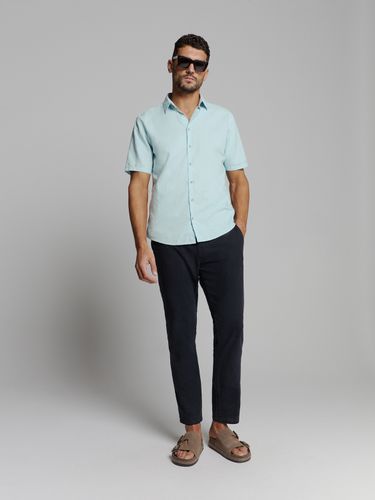 NO EXCESS Shirt Short Sleeve Solid With Linen