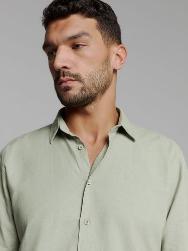 NO EXCESS Shirt Short Sleeve Solid With Linen