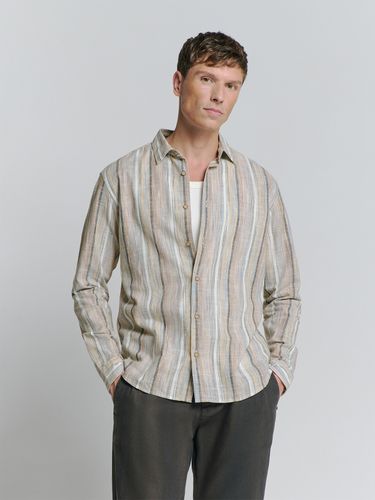 NO EXCESS Shirt Slub Multi Coloured Stripes M