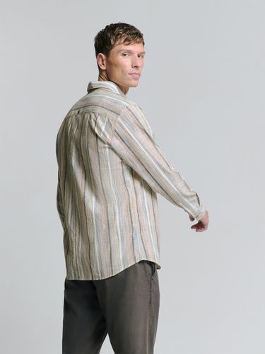 NO EXCESS Shirt Slub Multi Coloured Stripes