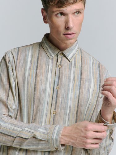 NO EXCESS Shirt Slub Multi Coloured Stripes