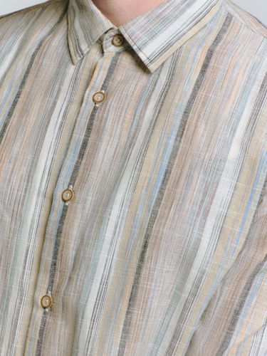 NO EXCESS Shirt Slub Multi Coloured Stripes