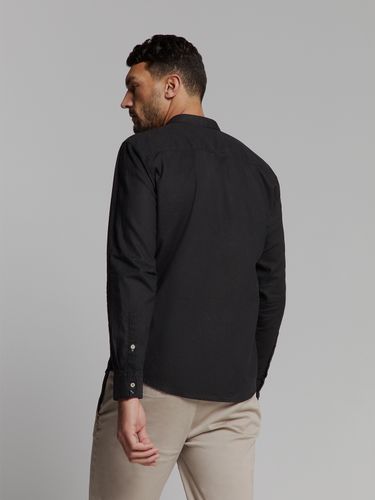 NO EXCESS Shirt Granddad Solid With Linen