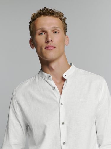 NO EXCESS Shirt Granddad Solid With Linen