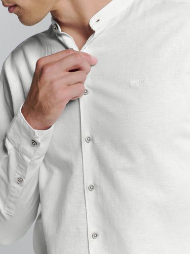 NO EXCESS Shirt Granddad Solid With Linen