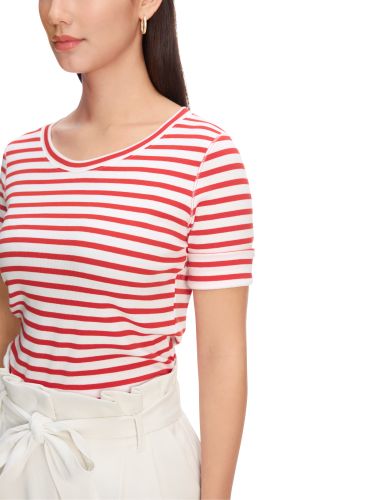 MARC CAIN Ringel-T-Shirt aus Baumwoll-Ripp