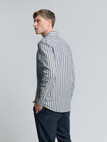 NO EXCESS Shirt Verical Big stripes With Linen