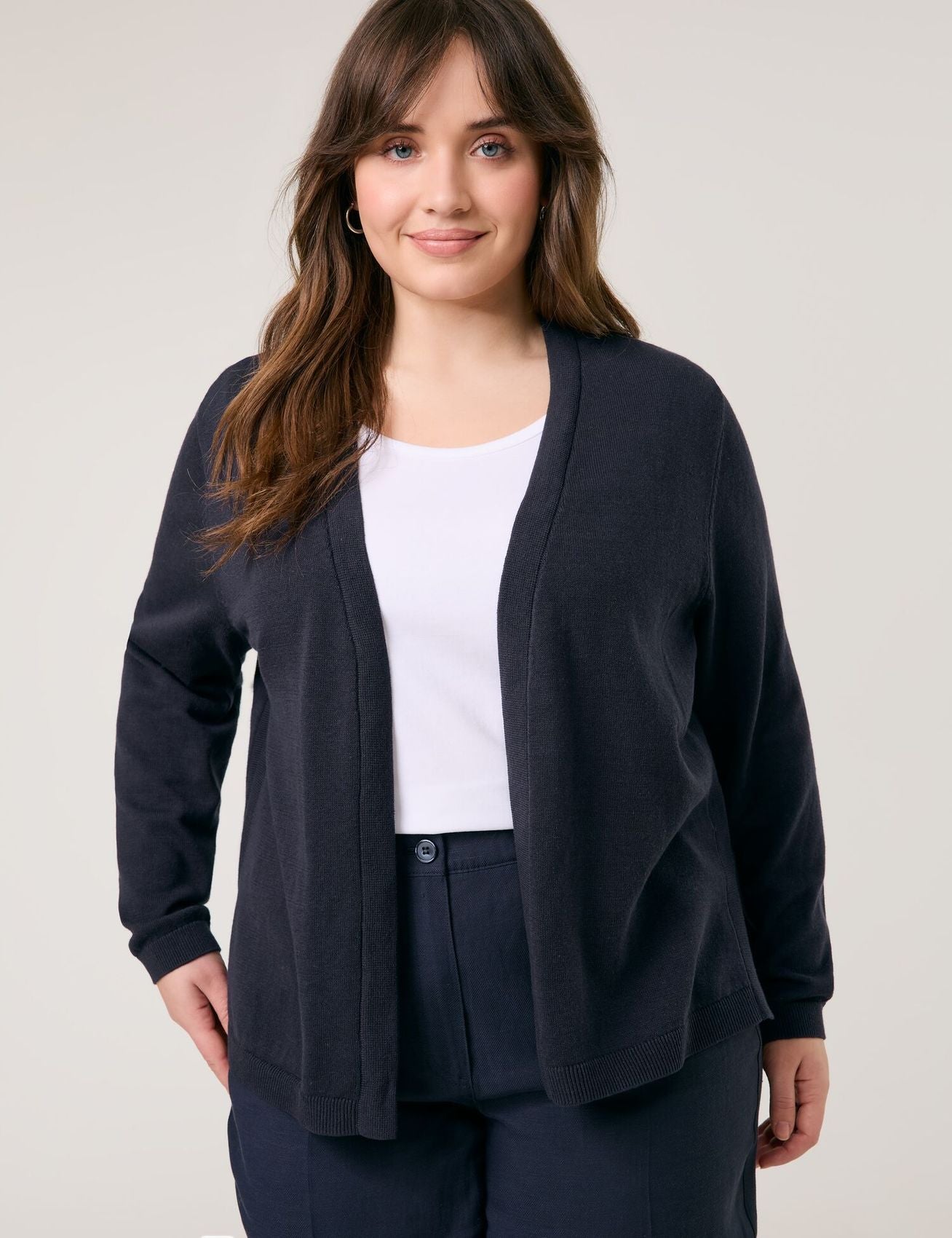 SAMOON Cardigan aus Baumwoll-Leinen-Mix