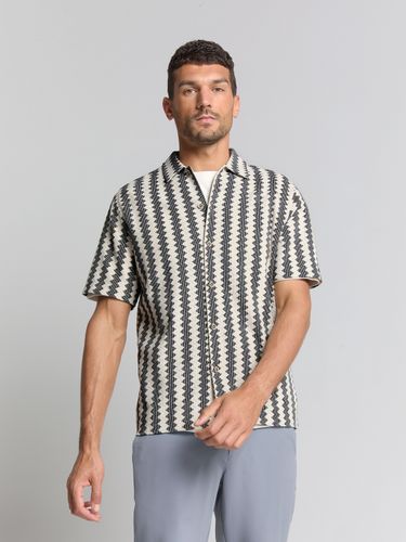 NO EXCESS Shirt Short Sleeve Zig Zag Jacquard XL