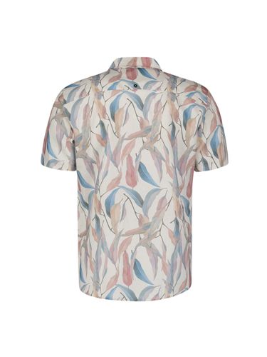 NO EXCESS Shirt Short Sleeve Revers Collar Allover printed With Linen