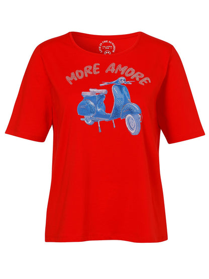 VIA APPIA T-Shirt Rundhals 1/2 Arm Motiv Strass 46