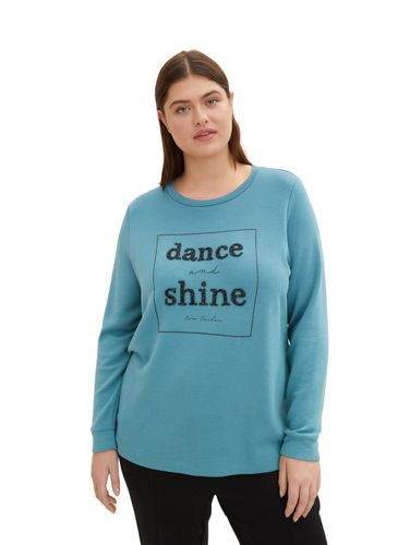 TOM TAILOR Plus - Langarmshirt mit glitzerndem Textprint