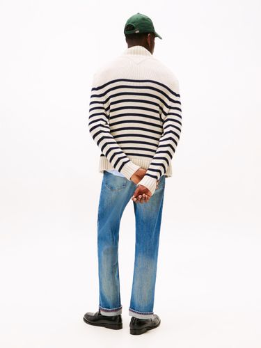 TOMMY HILFIGER BRETON COTTON STRIPE MOCK NECK