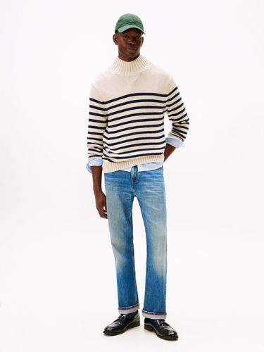 TOMMY HILFIGER BRETON COTTON STRIPE MOCK NECK