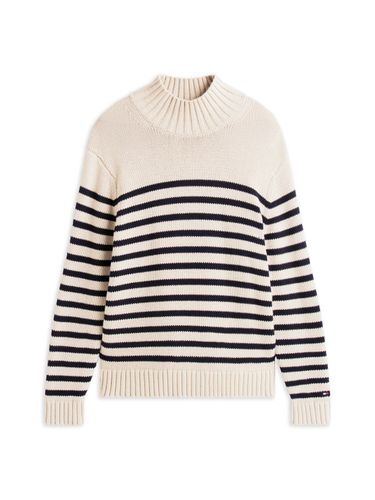 TOMMY HILFIGER BRETON COTTON STRIPE MOCK NECK L