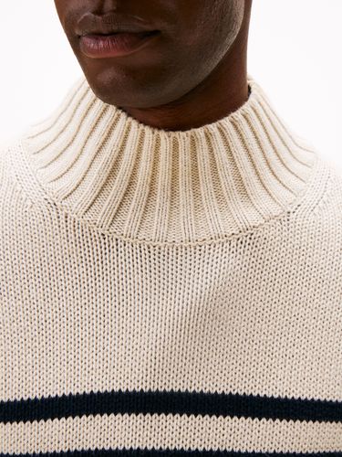 TOMMY HILFIGER BRETON COTTON STRIPE MOCK NECK