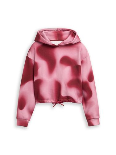 TOM TAILOR Cropped Hoodie Sweatshirt mit Batikmuster