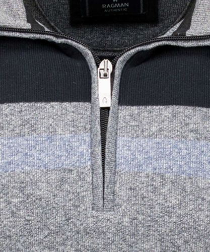 RAGMAN Sweatshirt mit Troyer-Kragen, gestreift