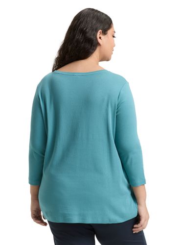 TOM TAILOR Plus Size - Slim Fit Langarmshirt mit Glitzer-Logo
