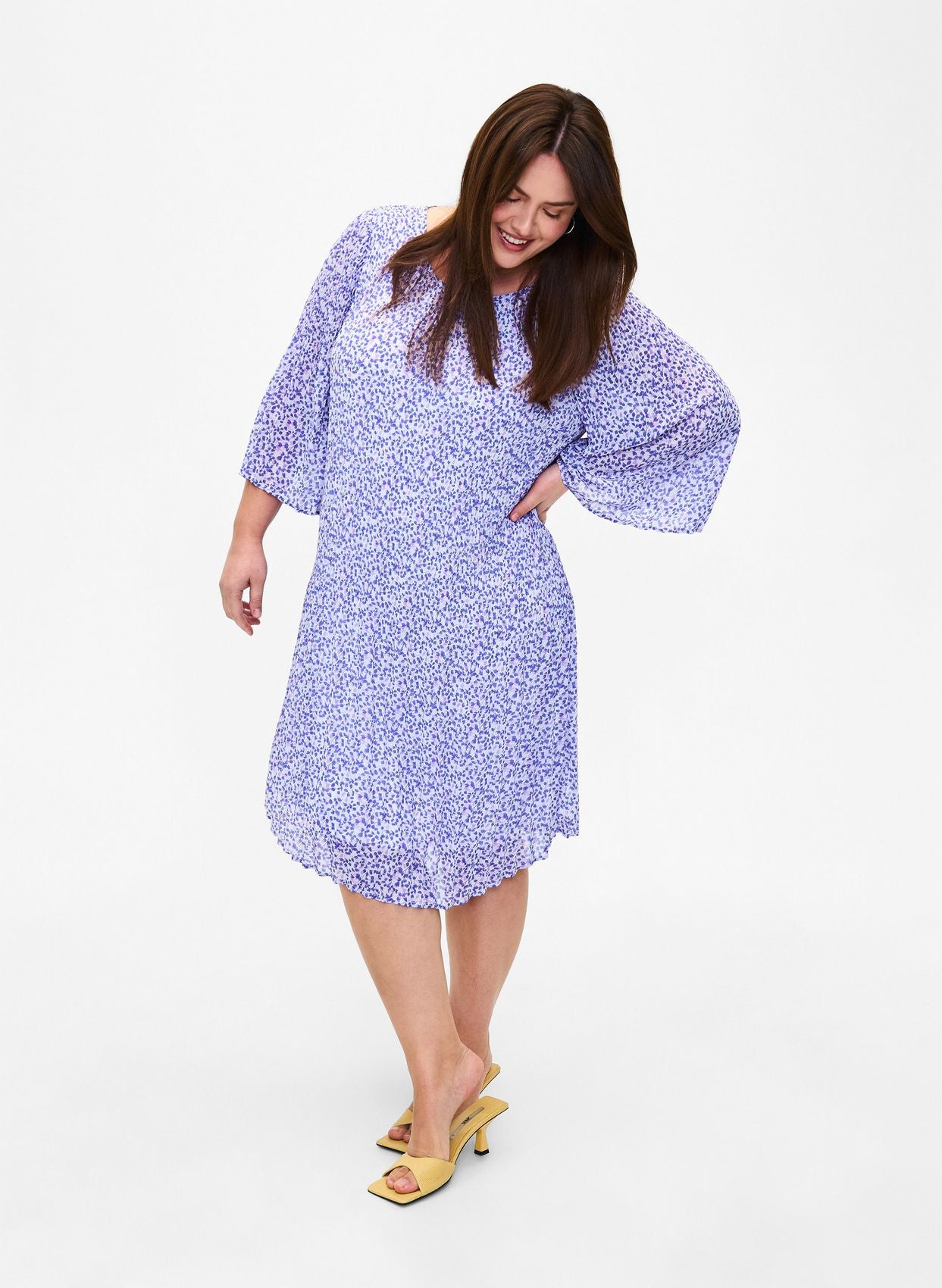 ZIZZI Plisseekleid mit Bindeband und Print