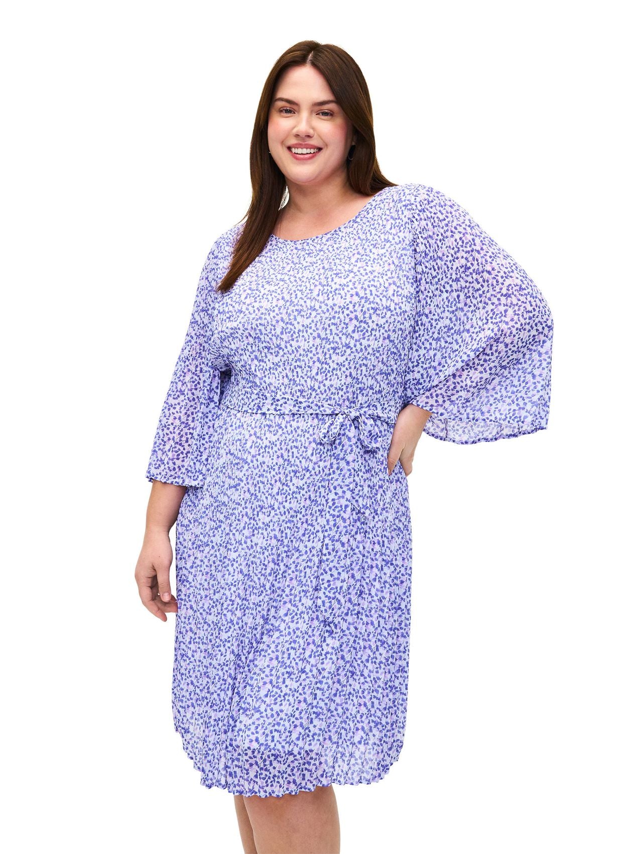 ZIZZI Plisseekleid mit Bindeband und Print