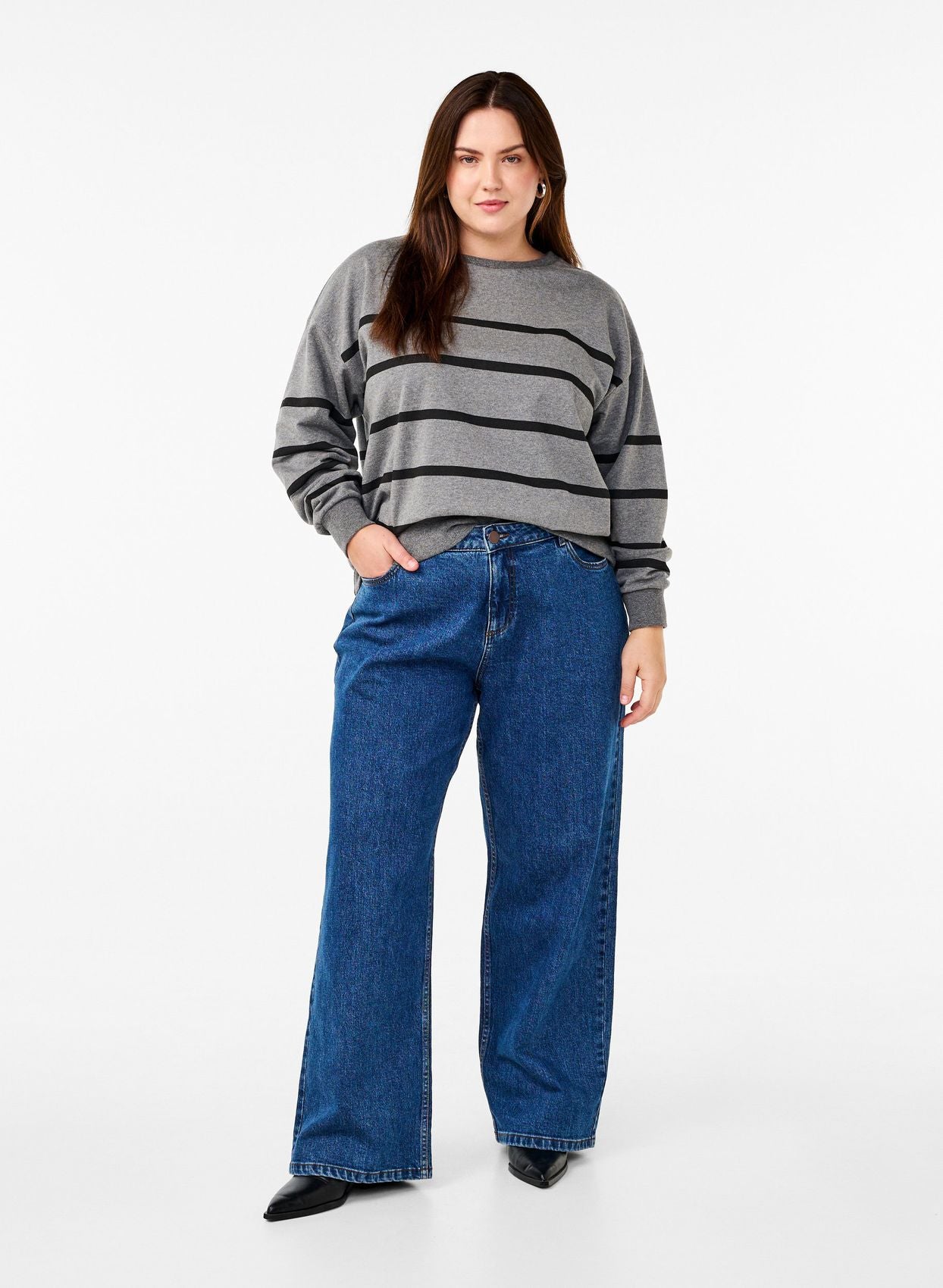 ZIZZI Sweatshirt mit Rundhalsausschnitt