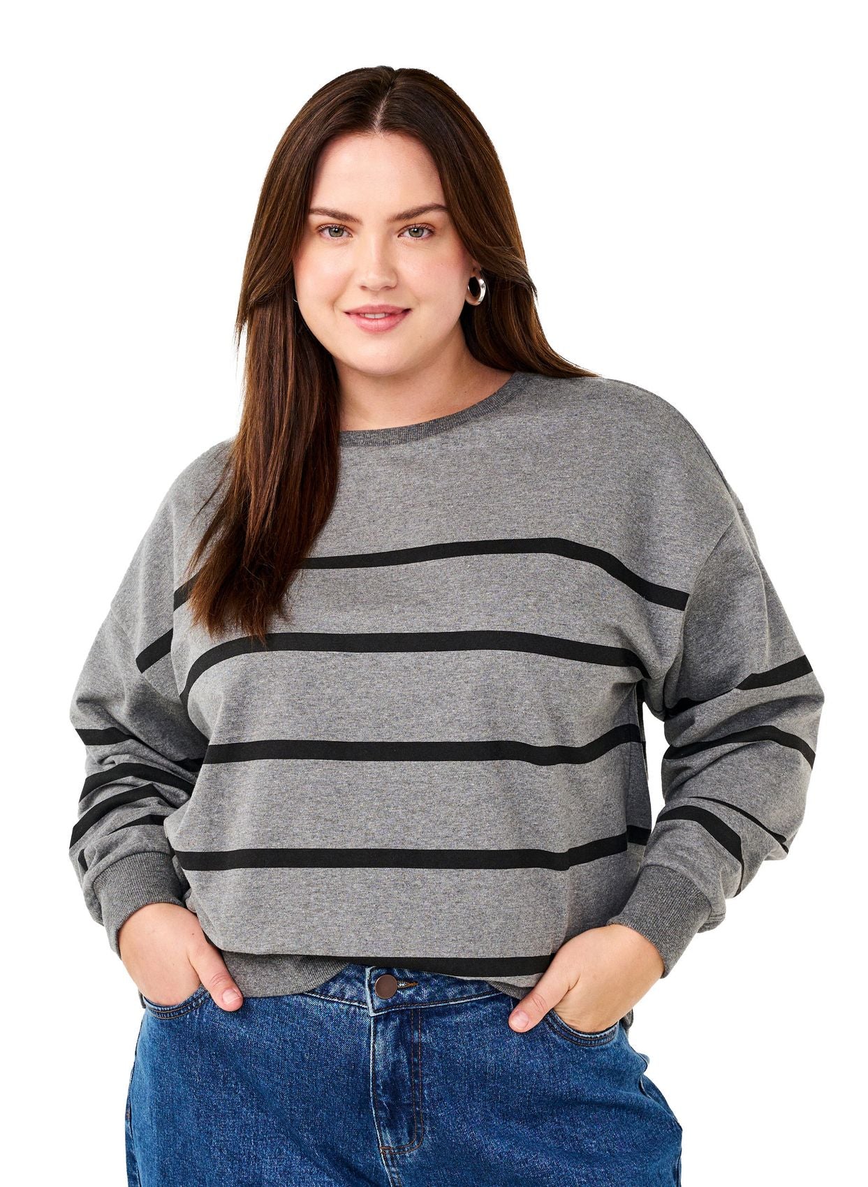 ZIZZI Sweatshirt mit Rundhalsausschnitt